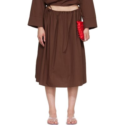 Brooke Callahan Brooke Callahan Brown Tie Midi Skirt