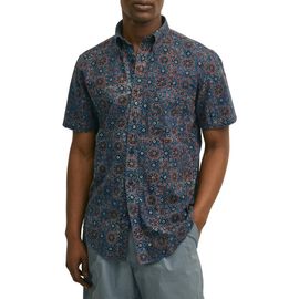 Brooks Brothers Brooks Brothers Medallion Print Short Sleeve Cotton Button-Down Shirt