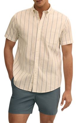 Brooks Brothers Brooks Brothers Stripe Short Sleeve Stretch Seersucker Button-Down Shirt