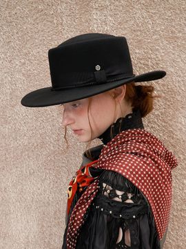 Brown Hat Bohem Flat Top Hat - Black