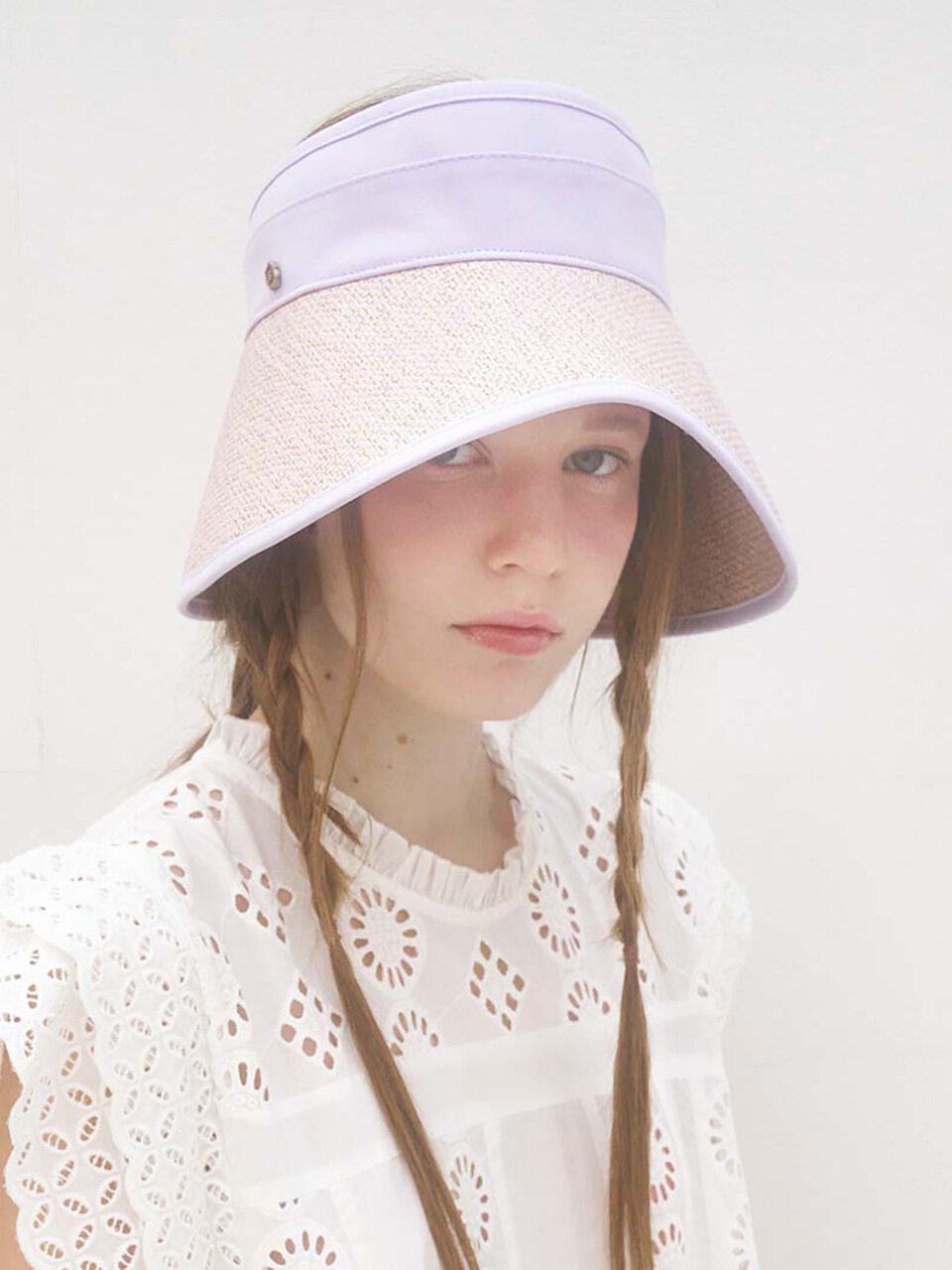Brown Hat Deauville Straw Sun Visor Hat - Lavender