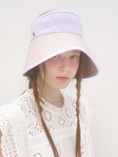 Brown Hat Deauville Straw Sun Visor Hat - Lavender