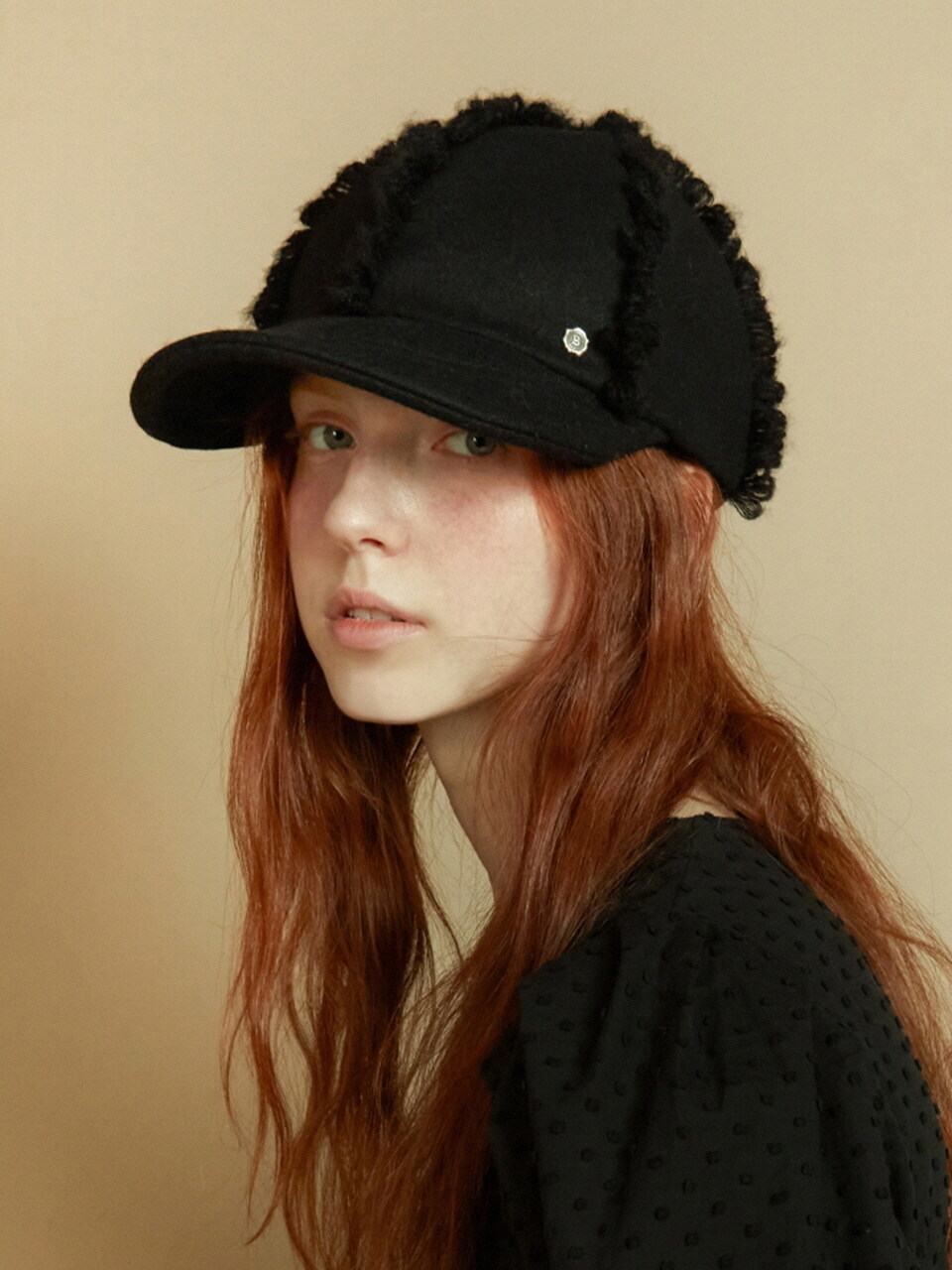 Brown Hat Fringe Wire Cap - Black