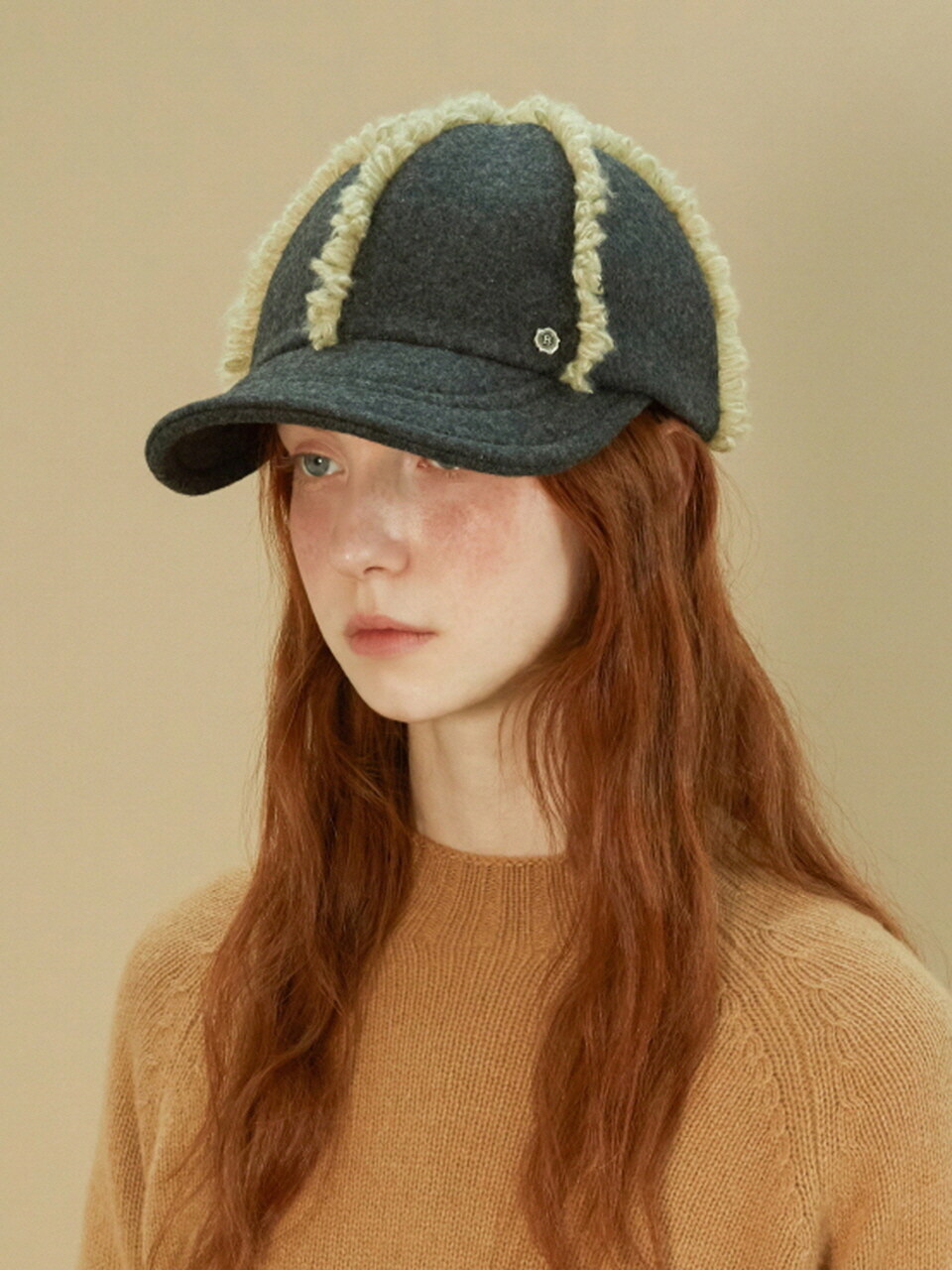 Brown Hat Fringe Wire Cap - Grey