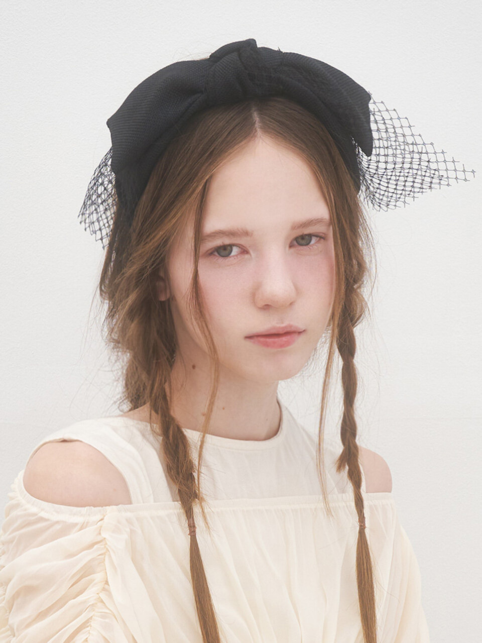 Brown Hat [serre-tete] Lace Bunny Hairband_Black