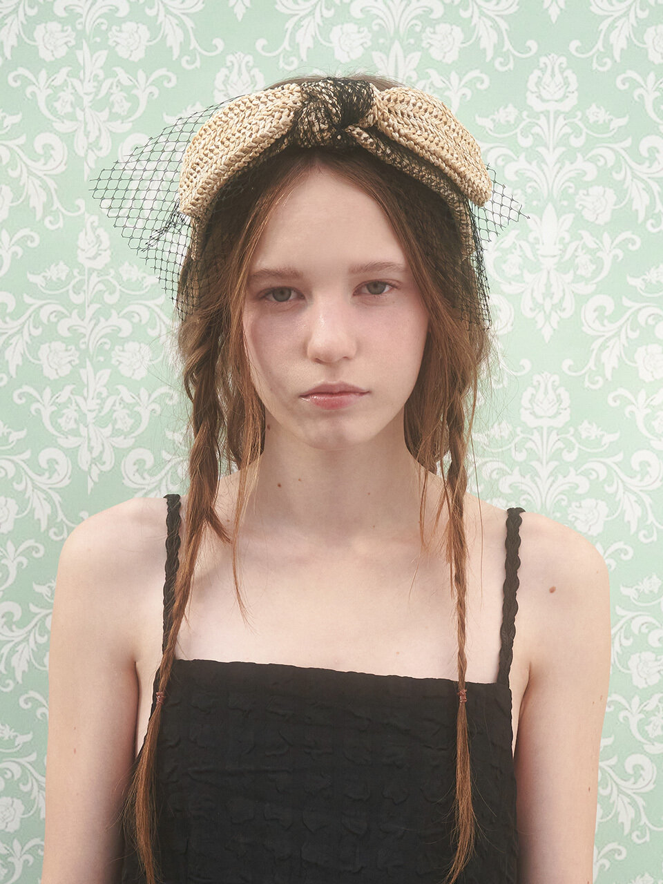 Brown Hat [serre-tete] Lace Bunny Hairband_Straw