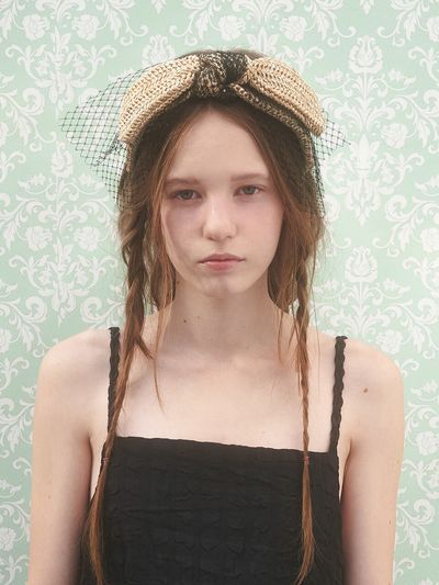 Brown Hat [serre-tete] Lace Bunny Hairband_Straw