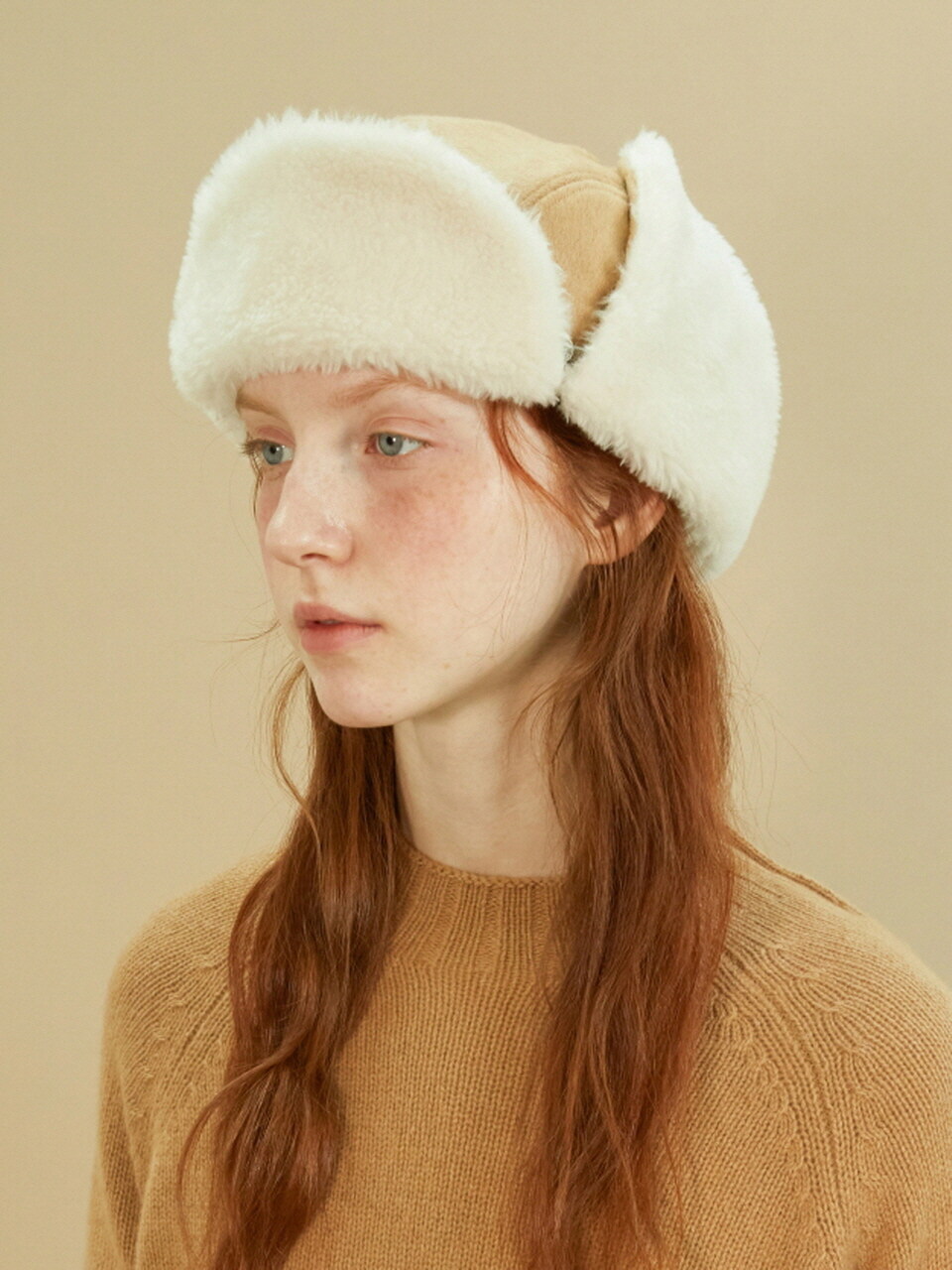 Brown Hat Trooper hat - Milky camel