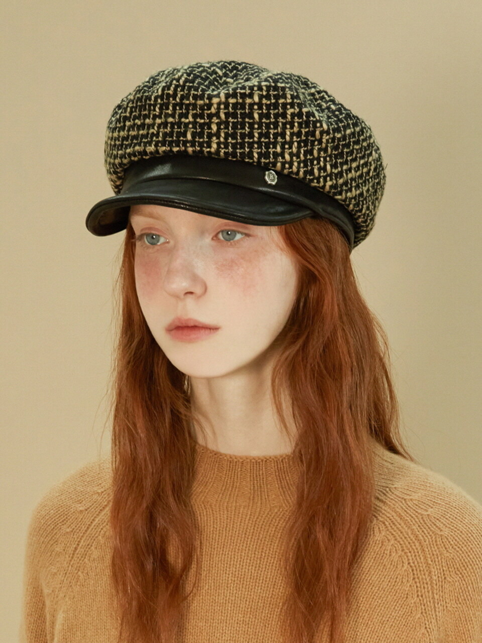 Brown Hat Tweed Matroos Marine Cap - Black