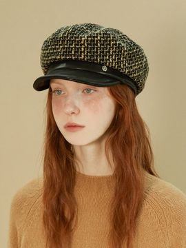 Brown Hat Tweed Matroos Marine Cap - Black