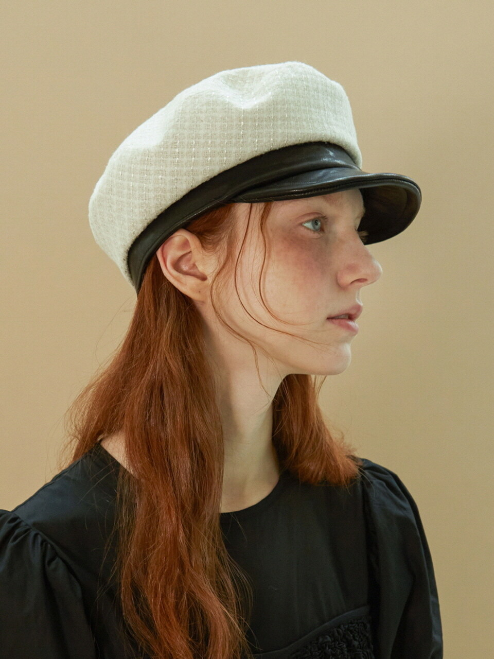 Brown Hat Tweed Matroos Marine Cap - White