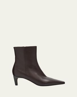 Brunello Cucinelli 55mm Monili Heel Leather Ankle Booties