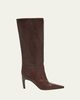 Brunello Cucinelli 80mm Leather Knee-High Boots with Monili Heel - 1