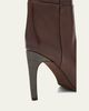 Brunello Cucinelli 80mm Leather Knee-High Boots with Monili Heel - 5