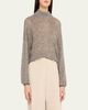 Brunello Cucinelli Airy Shimmer Open-Knit Mock Neck Sweater - 4