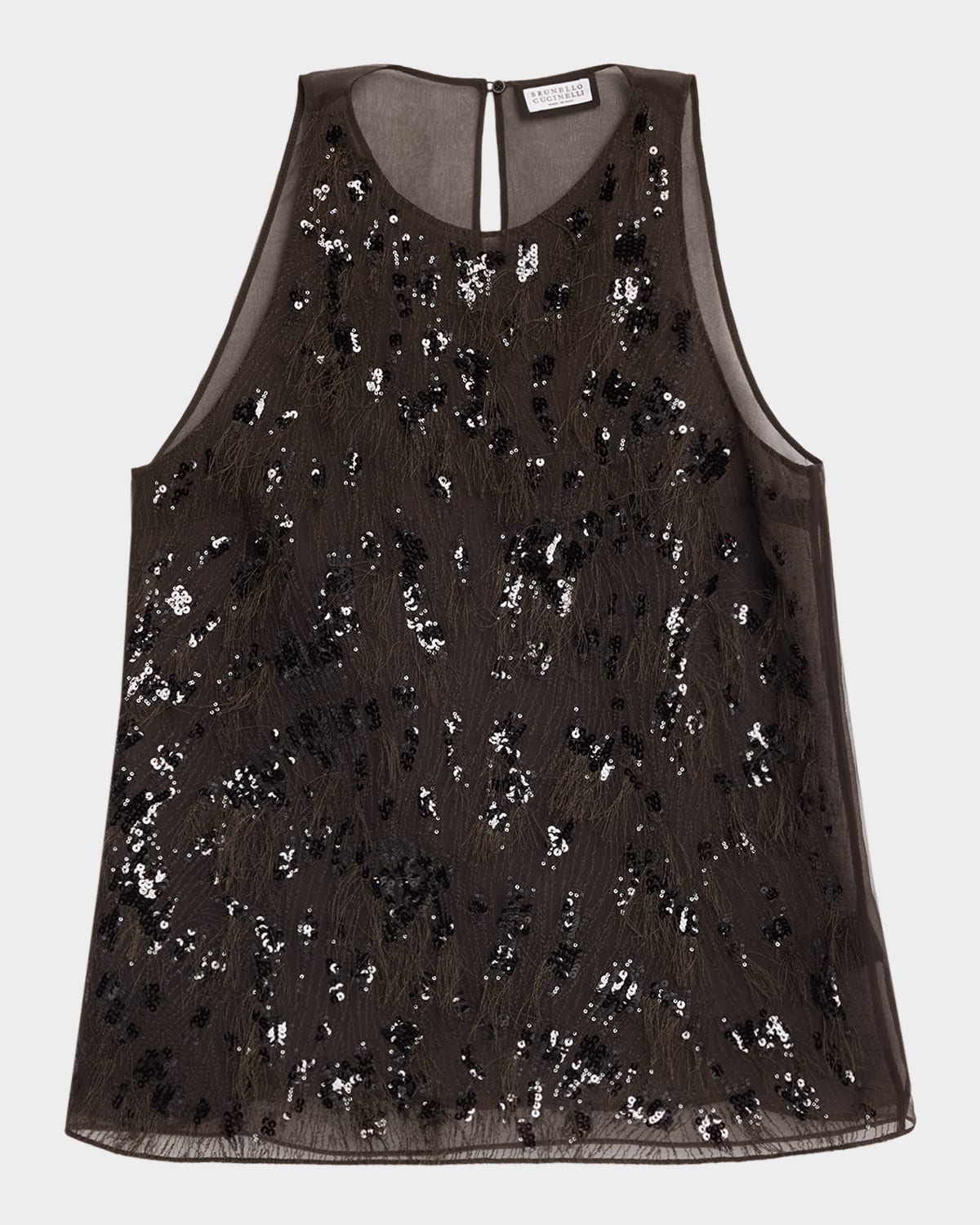 Brunello Cucinelli Animalier Embroidered Silk Tank Top