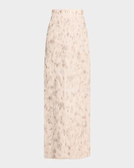 Brunello Cucinelli Animalier Sequin Feathered Skirt