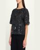 Brunello Cucinelli Animalier Sequined Fringe Silk Short-Sleeve Top - 4