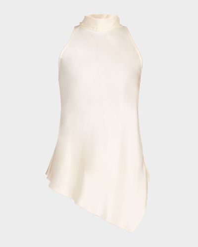 Brunello Cucinelli Asymmetric Sleeveless Silk Blouse