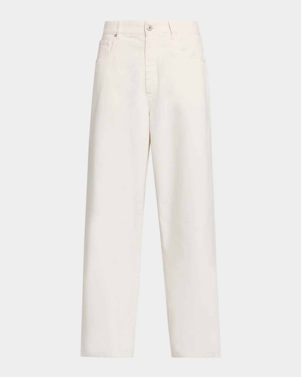Brunello Cucinelli Authentic Denim Relaxed Wide-Leg Jeans With Monili