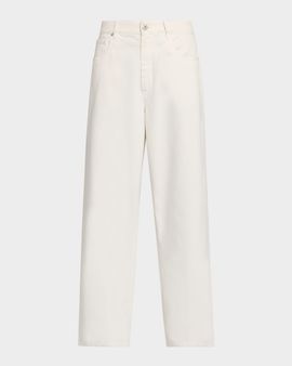 Brunello Cucinelli Authentic Denim Relaxed Wide-Leg Jeans With Monili