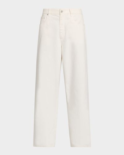 Brunello Cucinelli Authentic Denim Relaxed Wide-Leg Jeans With Monili