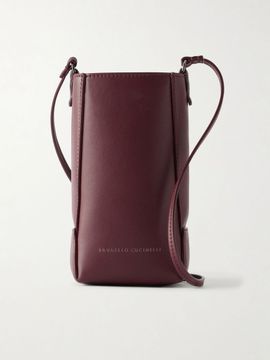 BRUNELLO CUCINELLI Bead-embellished leather pouch