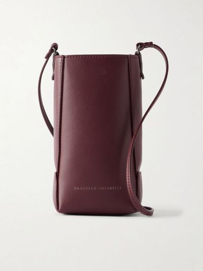 BRUNELLO CUCINELLI Bead-embellished leather pouch