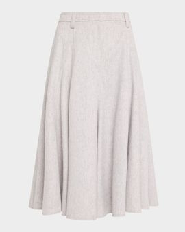 Brunello Cucinelli Beaver Flannel Full Midi Skirt