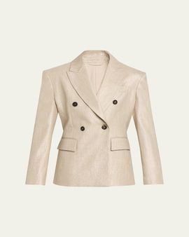 Brunello Cucinelli Bold Shoulder Double-Breasted Jacket