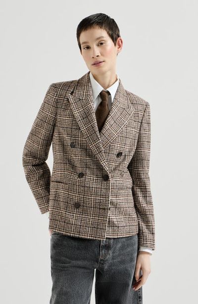 Brunello Cucinelli Brunello Cucinelli Alpaca and wool Prince of Wales blazer with monili