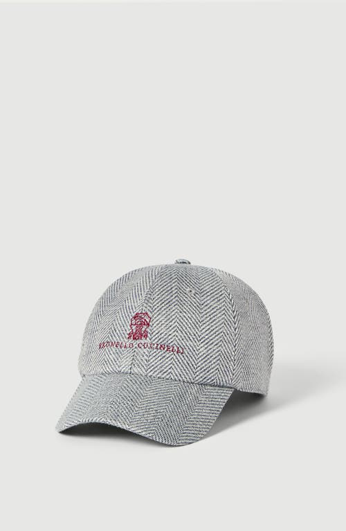 Brunello Cucinelli Brunello Cucinelli Alpaca, wool and silk chevron baseball cap with embroidered logo