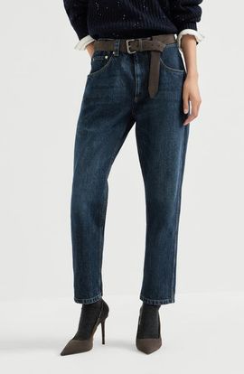 Brunello Cucinelli Brunello Cucinelli Authentic denim straight trousers with shiny bartack 