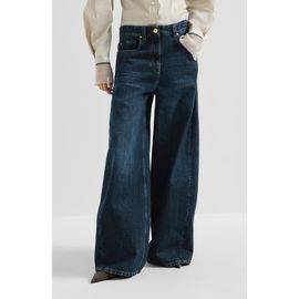 Brunello Cucinelli Brunello Cucinelli Authentic denim wide trousers with monili 