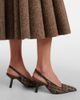 Brunello Cucinelli Brunello Cucinelli Beaded checked leather-trimmed slingback pumps - 2