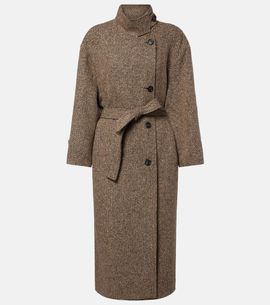 Brunello Cucinelli Brunello Cucinelli Belted herringbone wool-blend coat