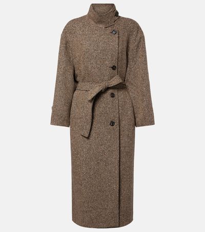 Brunello Cucinelli Brunello Cucinelli Belted herringbone wool-blend coat