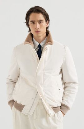 Brunello Cucinelli Brunello Cucinelli Bonded nylon aviator jacket with shearling lining