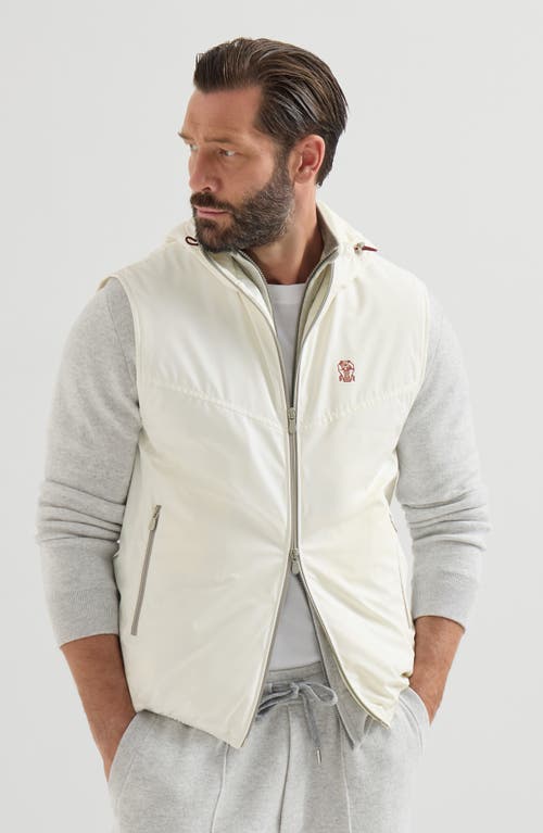 Brunello Cucinelli Brunello Cucinelli Bonded nylon hooded vest with Thermore® padding and logo