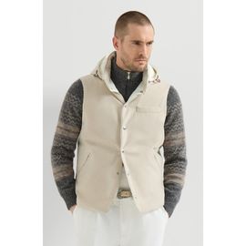 Brunello Cucinelli Brunello Cucinelli Bonded wool flannel down vest with detachable hood