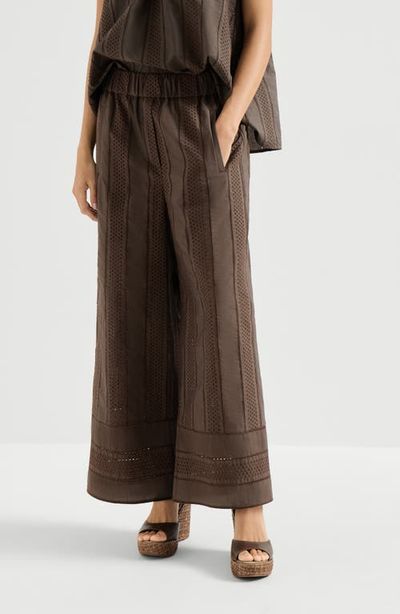 Brunello Cucinelli Brunello Cucinelli Broderie anglaise track trousers
