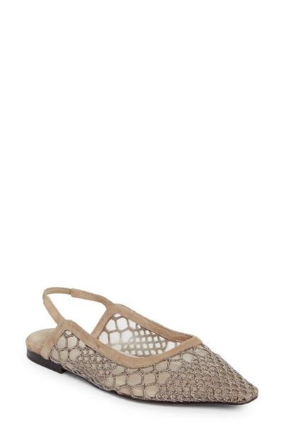 Brunello Cucinelli Brunello Cucinelli Caged Monili Pointed Toe Slingback Flat