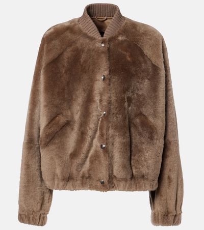 Brunello Cucinelli Brunello Cucinelli Cashmere-trimmed shearling bomber jacket