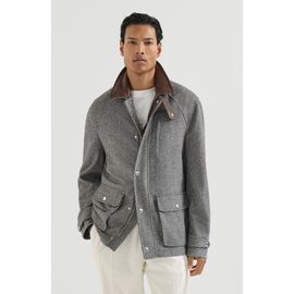 Brunello Cucinelli Brunello Cucinelli Cashmere and silk diagonal field jacket with nappa leather