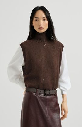 Brunello Cucinelli Brunello Cucinelli Cashmere and silk Diamond yarn turtleneck sweater vest