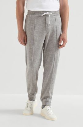 Brunello Cucinelli Brunello Cucinelli Cashmere and silk French terry trousers with Crête detail and elasticated zipper cuffs
