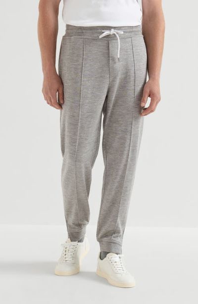 Brunello Cucinelli Brunello Cucinelli Cashmere and silk French terry trousers with Crête detail and elasticated zipper cuffs