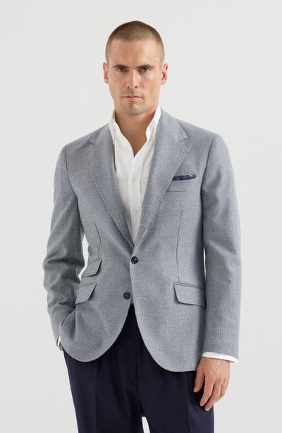 Brunello Cucinelli Brunello Cucinelli Cashmere and silk houndstooth flannel deconstructed Cavallo blazer