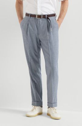 Brunello Cucinelli Brunello Cucinelli Cashmere and silk houndstooth flannel trousers with pleat