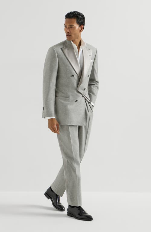 Brunello Cucinelli Brunello Cucinelli Cashmere and silk lightweight flannel tuxedo one-and-a-half breasted jacket and trousers with double pleats and waist tabs
